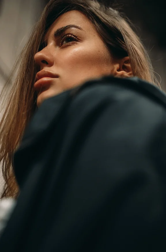 Woman looking up - Light Therapy