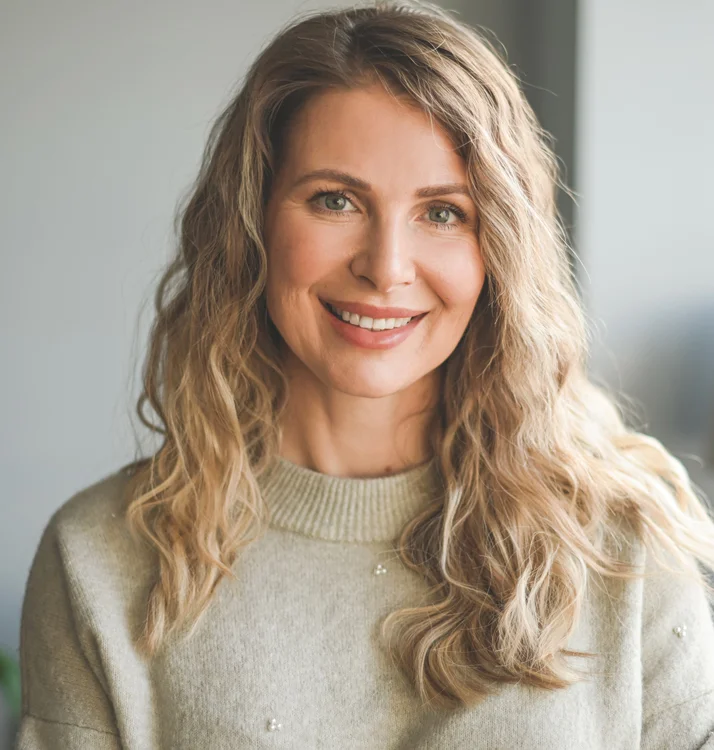 Blonde woman smiling