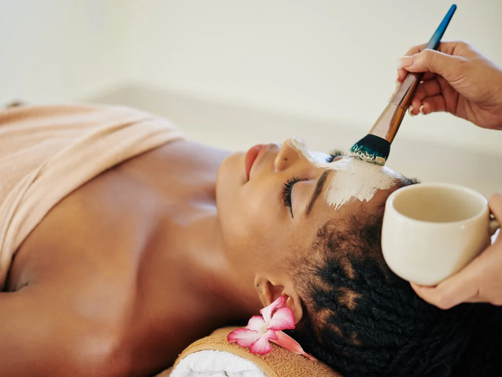 Woman getting a facial